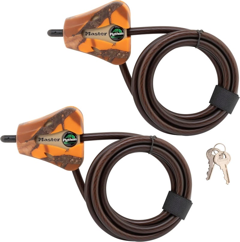 MasterLock Cable Lock, Python Adjustable Keyed Cable Lock, 6 ft. Long Cable, 2 Pack Mossy Oak Blaze Camouflage - Image 1